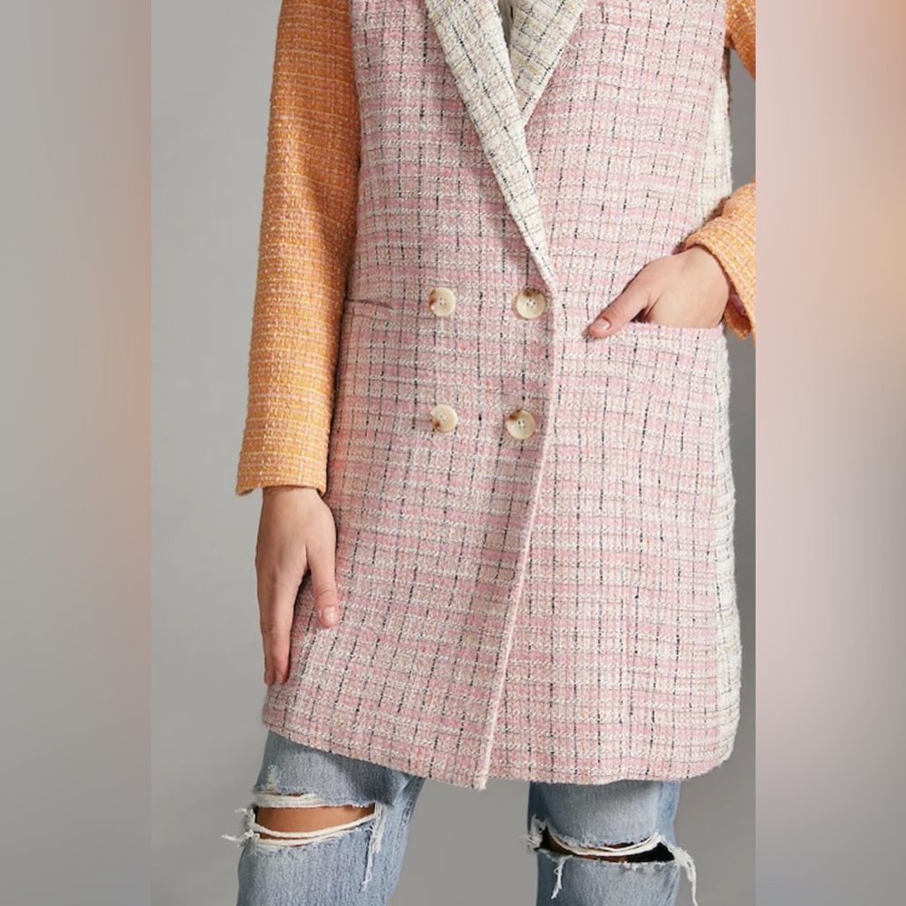 Anthropologie Hutch Mixed-Plaid Blazer sz small NWT